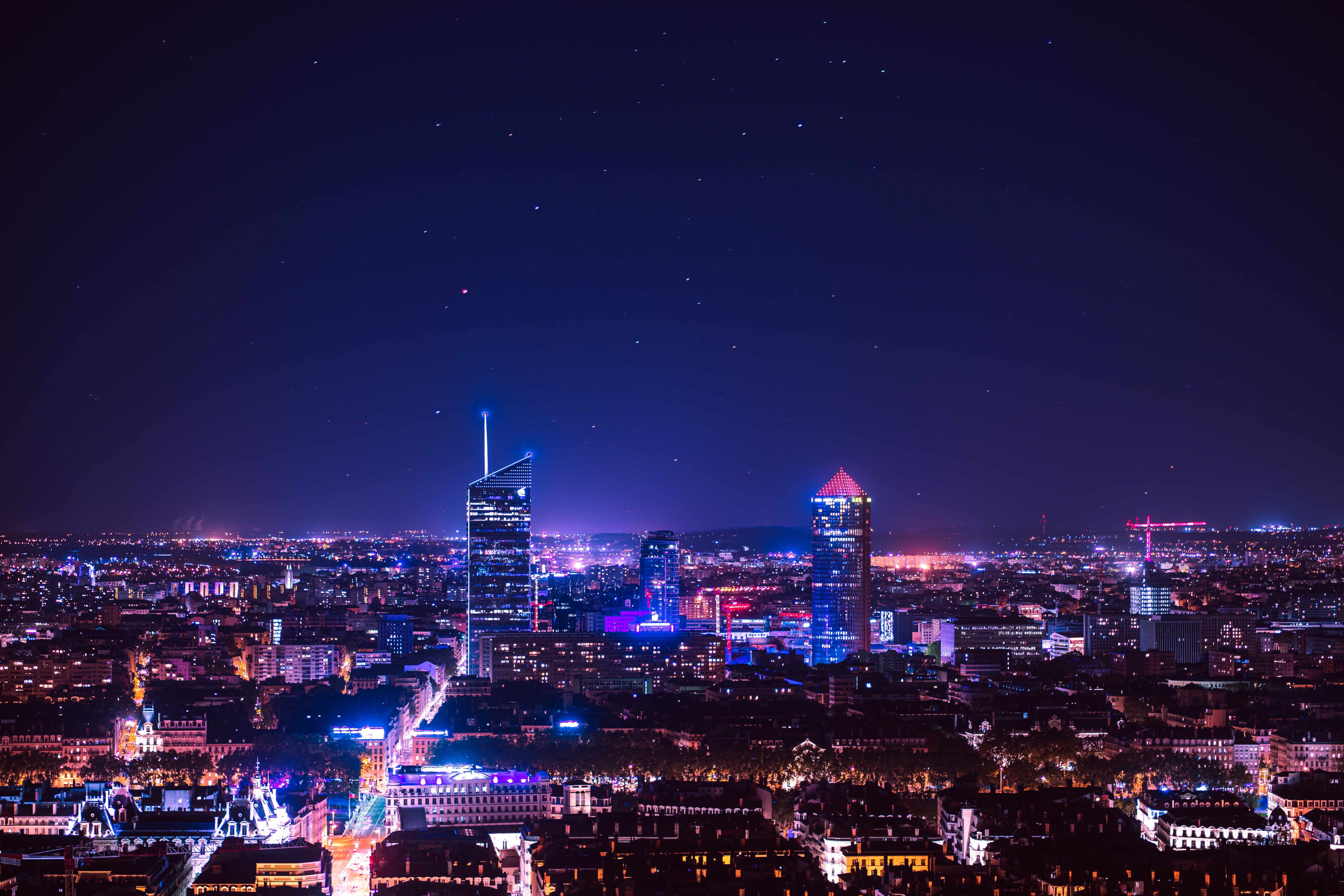 Lyon in the night